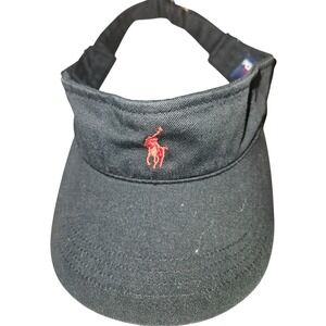 Polo Sport Ralph Lauren Visor Hat Black‎ Red Pony Logo Adjustable Strapback
